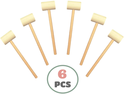 Wood Mallet, Wooden Hammers Mini Wooden Mallet, 6 Pcs Crab Mallets Natural Hardwood Lobster Hammers for Cracking Shellfish Seafood Tools Fits Crab Mallet/Lobster Hammer Wood (Natural Wood Color)