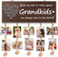 Mothers Day Gifts for Grandma from Grandkids, Grandma Gifts Picture Frame with 10 Clips & 6 Ropes, Perfect Wooden Picture Board Birthday Gifts for Grandma Mom (Grandkids Photo Holder)