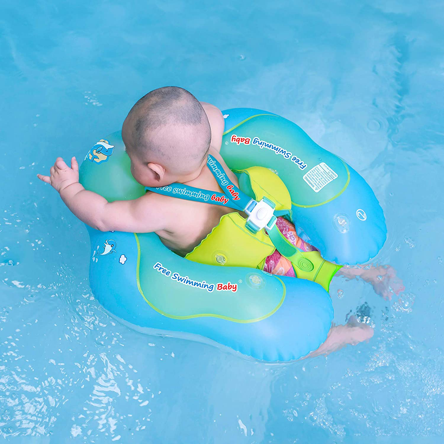 Free Swimming Baby Inflatable Baby Swim Float Children Waist Ring Inflatable Pool Floats Toys Swimming Pool Accessories for The Age of 3-72 Months(Blue, XL)