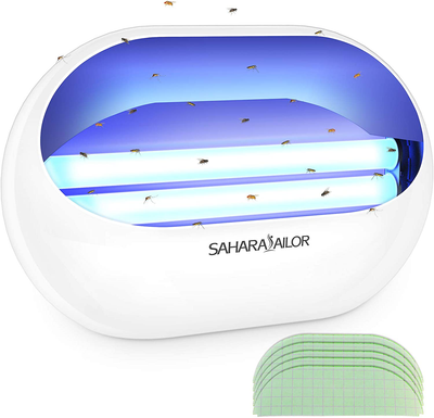 Sahara Sailor Fly Trap, No-Noise Indoor Mosquito Fly Insect Trap with LED Light, Wall Hanging Mosquito Trap for Babyroom, Bedroom, Office, 1500ft Coverage (Included 5 Sticky Glue Boards)