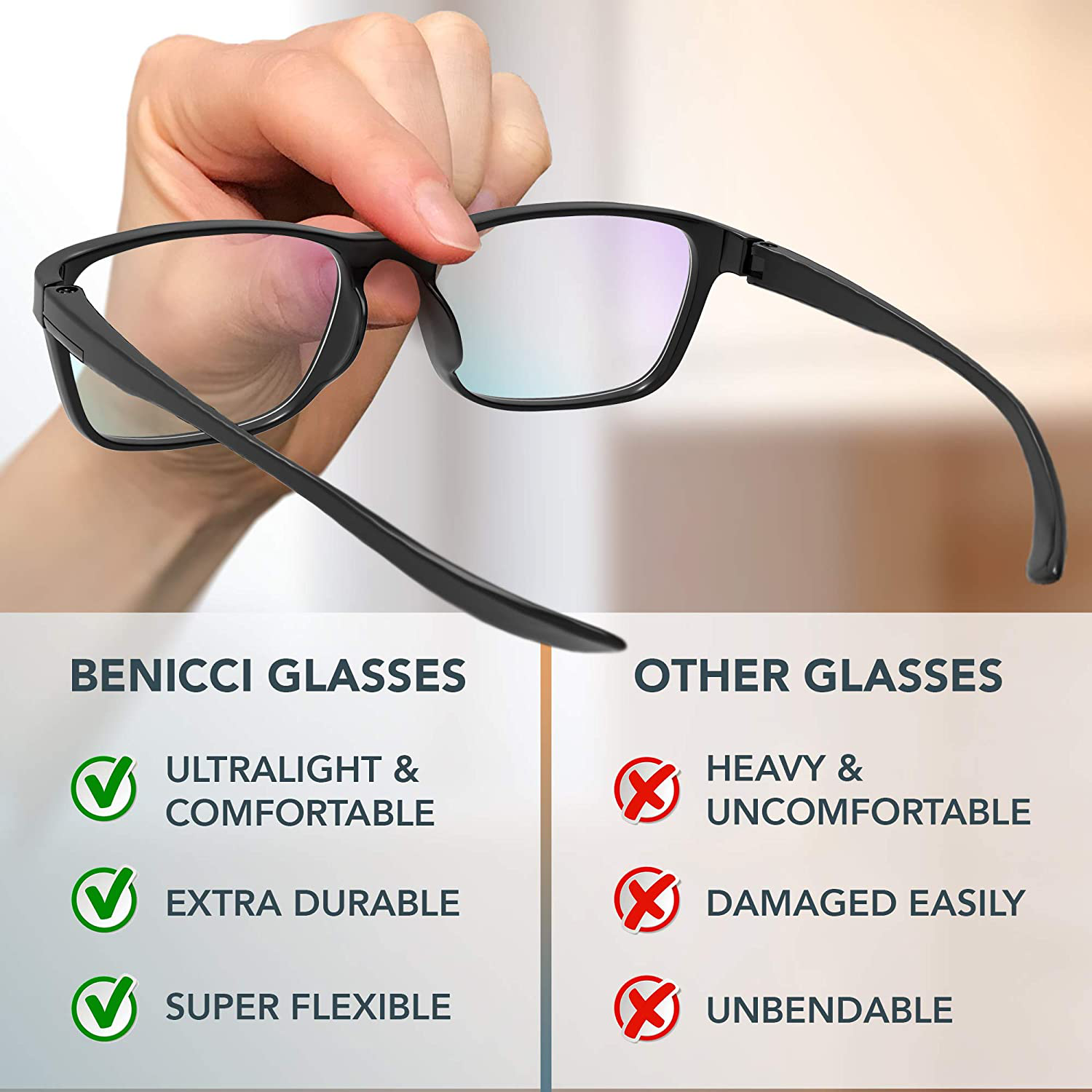 Stylish Blue Light Blocking Glasses for Women or Men - Ease Computer and Digital Eye Strain, Dry Eyes, Headaches and Blurry Vision - Instantly Blocks Glare from Computers and Phone Screens w/Case