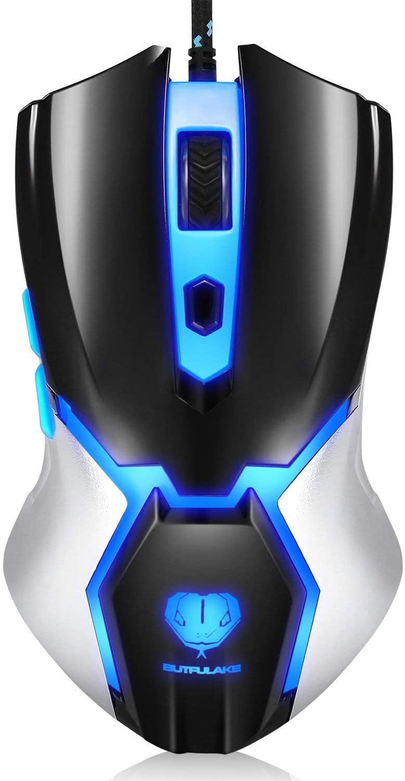 Gaming Mouse,Usb Wired PC Gaming Mice, 3200 DPI with 4 Adjustable Levels, Comfortable Ergonomic Grip Design with Blue LED, 6 Programmable Buttons for Pc,Notebook, Macbook ,Windows ,Vista Linux - Blue