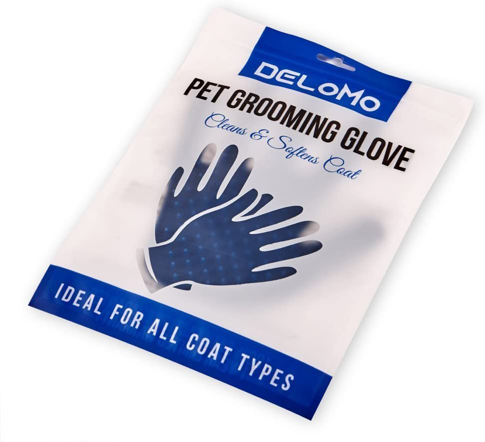 Pet Grooming Glove - Gentle Deshedding Brush Glove - Efficient Pet Hair Remover Mitt - Enhanced Five Finger Design - Perfect for Dog & Cat with Long & Short Fur - 1 Pair