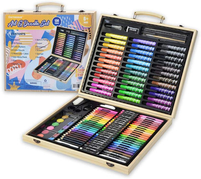 130-Piece Art Set, Deluxe Professional Color Set, with Compact Portable Wooden Case