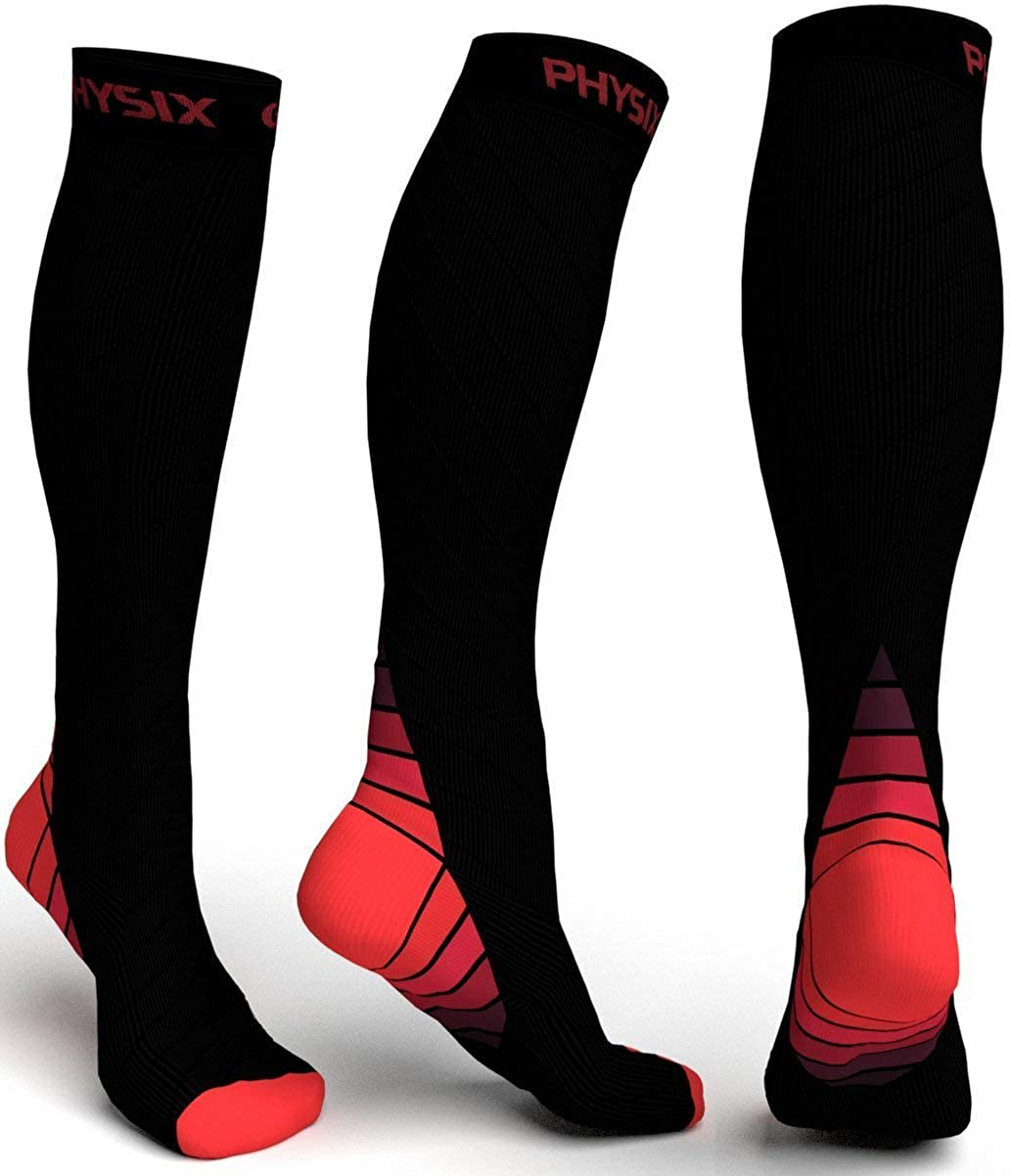Physix Gear Sport Compression Socks for Men & Women 20-30 mmhg - Athletic Fit (1 Pair)