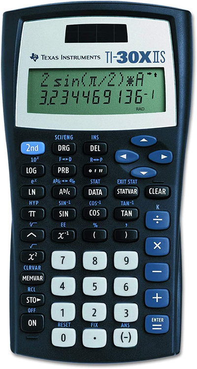 Texas Instruments TI-30X IIS 2-Line Scientific Calculator, Black with Blue Accents 2 Pack