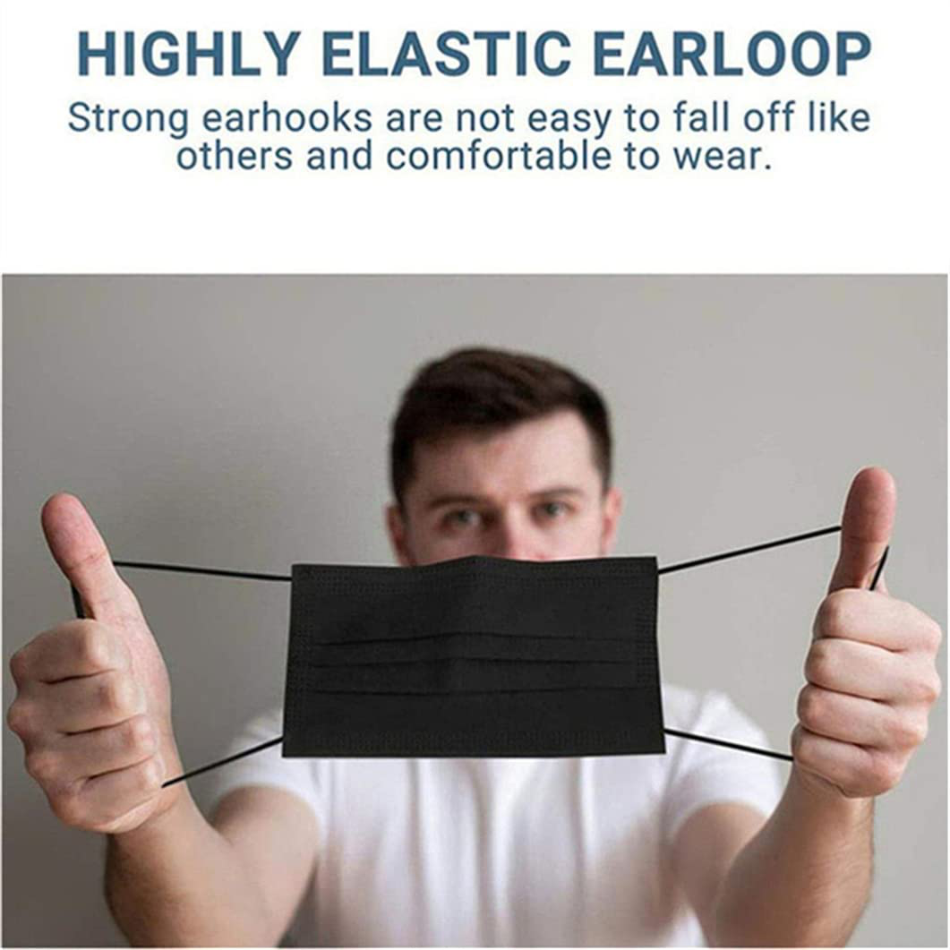 Face Mask 100Pcs Disposable Masks Breathable 3 Layer Masks Mouth Cover for Adult Men & Women