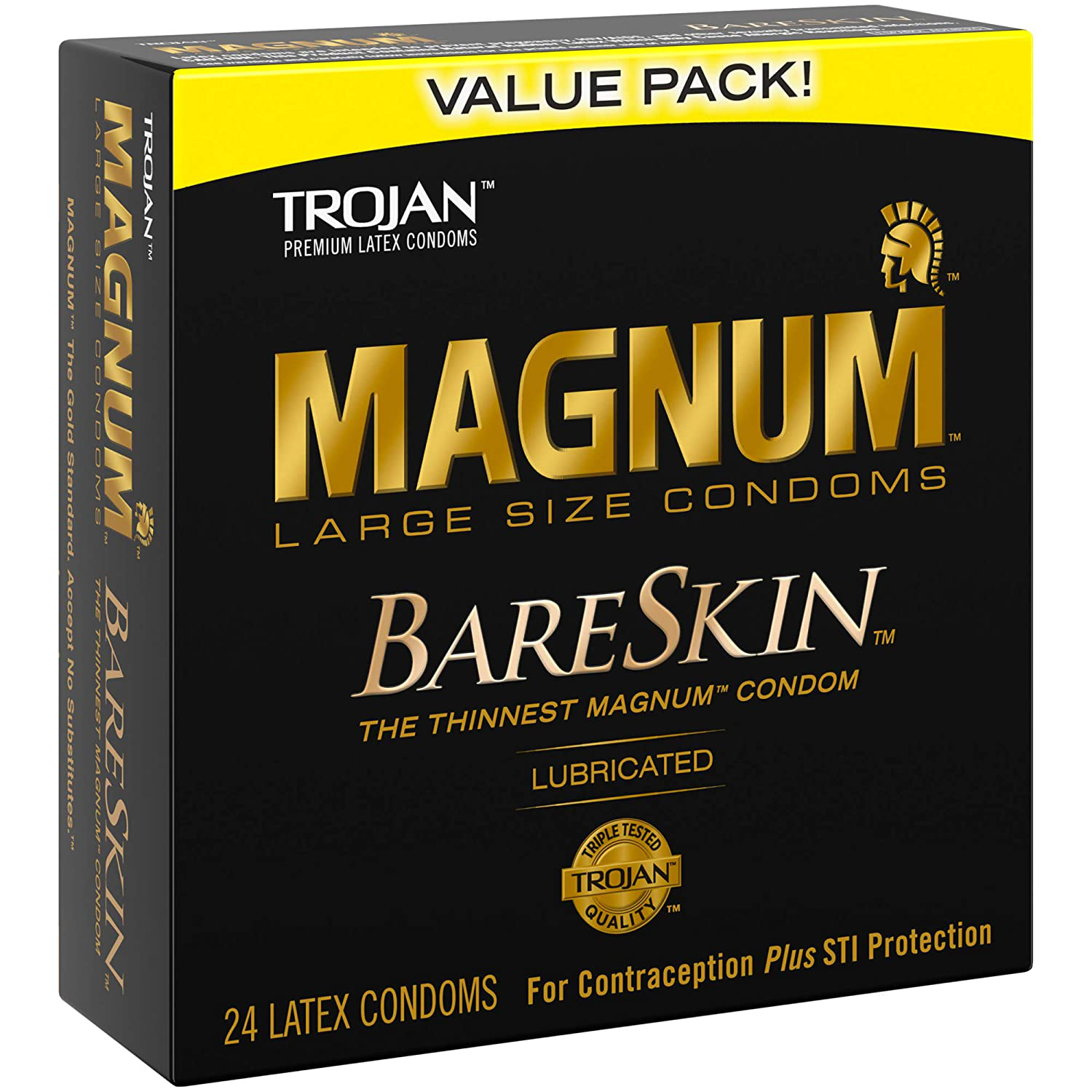 TROJAN MAGNUM BARESKIN Large Size Condoms, 24 Count