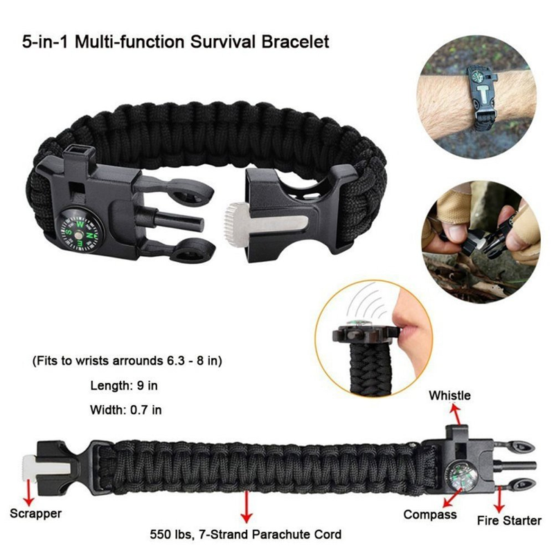 12 in 1 Survival Gear Kit - First Aid Kit Multi-Purpose Outdoor Emergency Tools