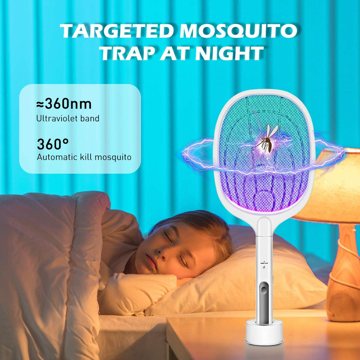AICase Bug Zapper, 3000 Volt Indoor & Outdoor Electric Fly Swatter, USB Rechargeable Mosquito Killer Racket for Home Bedroom, Kitchen,Office, Backyard, Patio,Safe to Touch with 3-Layer Safety Mesh
