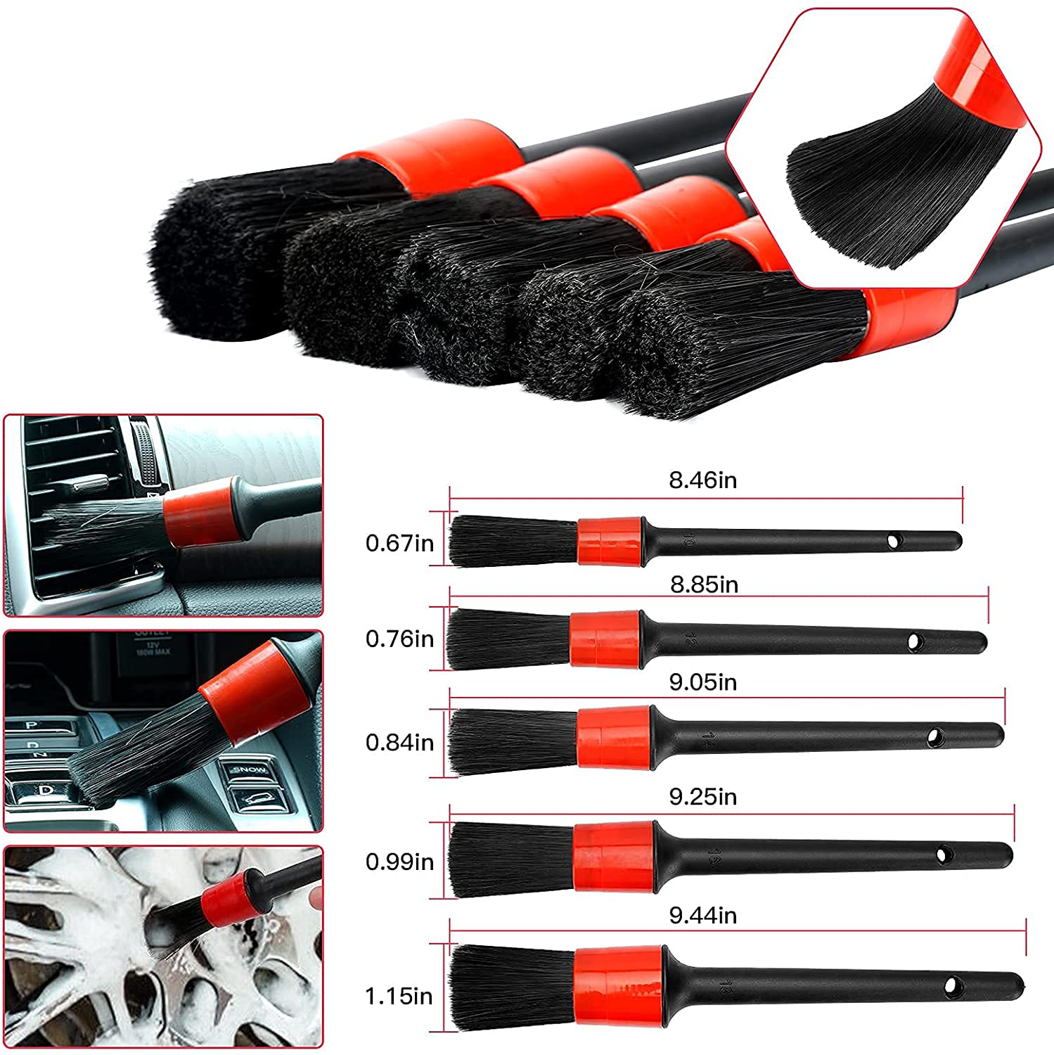 EVBOYS 16 Pcs Car Detailing Kit for Cleaning Wheels, Tires, Rims Drill Brush Wire Brush Automotive Air Conditioner Brush Car Wash Supplies, Auto Detailing Brush Kit Interior, Exterior