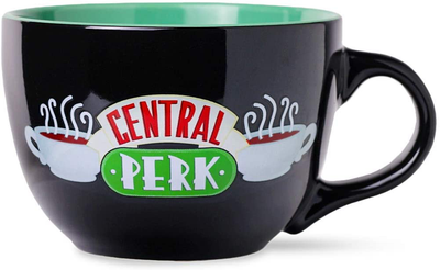 Silver Buffalo FRIENDS Central Perk Black Ceramic Mug Oversized for Coffee, Soup, 24 Ounces