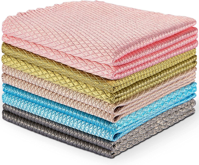 10 Pack Cleaning Cloth 5 Colors 10” X 10” Fish Scale Microfiber Polishing Cleaning Cloth