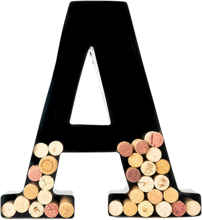 Wine Cork Holder - Metal Monogram Letter (A), Black, Large | Wine Lover Gifts, Housewarming, Engagement & Bridal Shower Gifts | Personalized Wall Art | Home Decor
