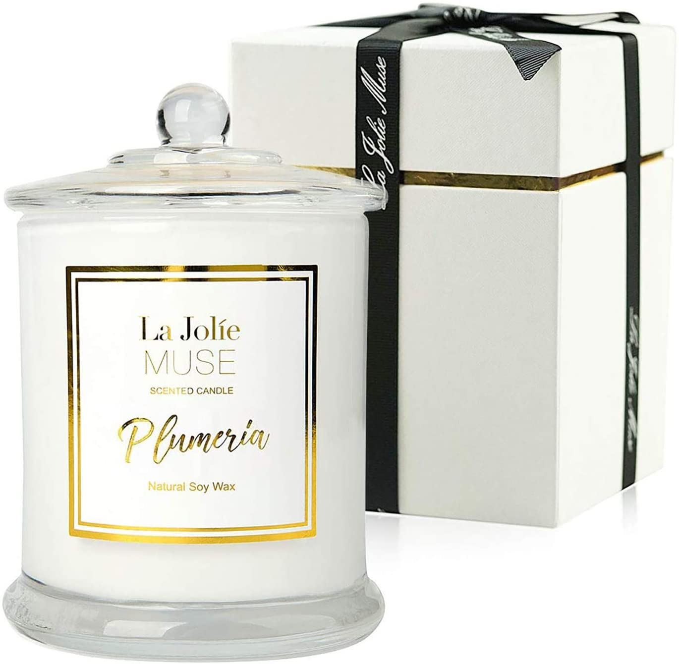 LA JOLIE MUSE Plumeria Scented Candles for Home, Frangipani Candle Hawaii, Natural Soy Candle for Home Scented, Candle Birthday Gift for Her, 65 Hours Burn