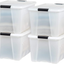 IRIS USA TB Pearl Plastic Storage Bin Tote Organizing Container with Durable Lid and Secure Latching Buckles, 72 Qt, 4 Pack