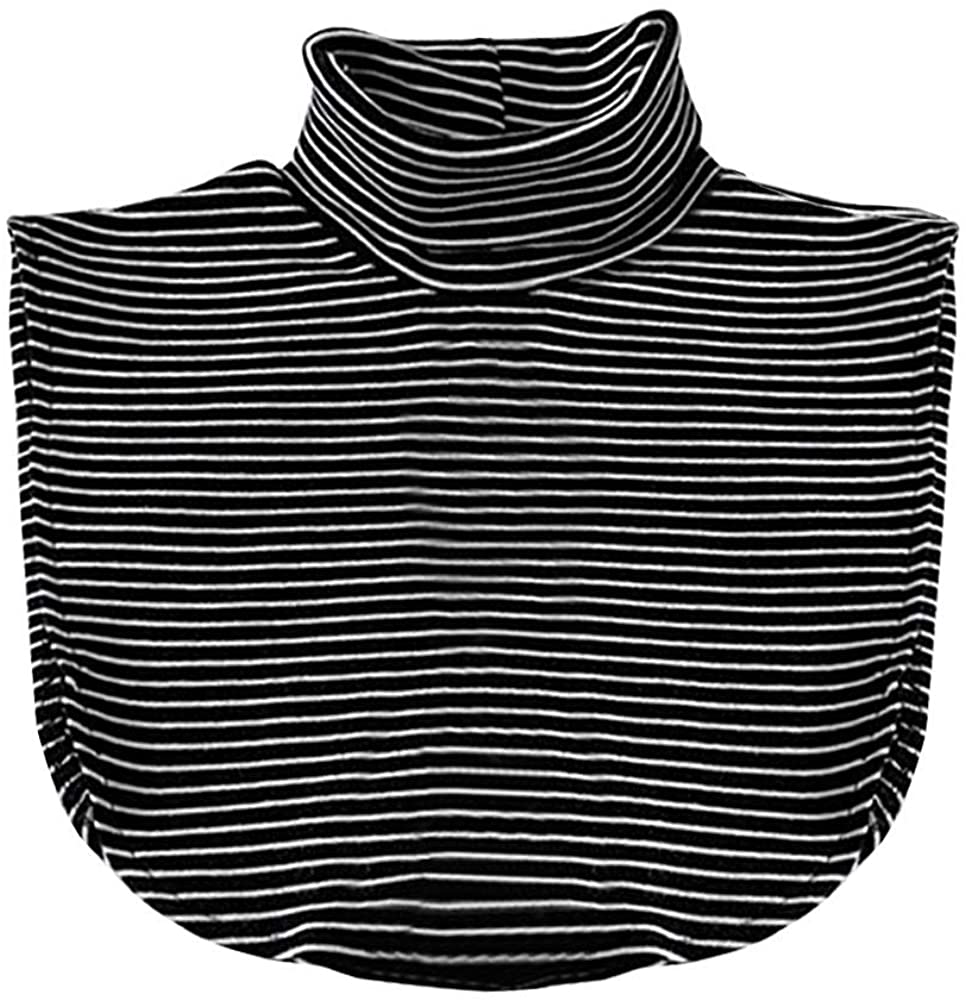 Joyci Women's Solid Stripe Turtleneck Dickey Collar Wear Outer or in Sweater Hoodie High Neck Mock Collar