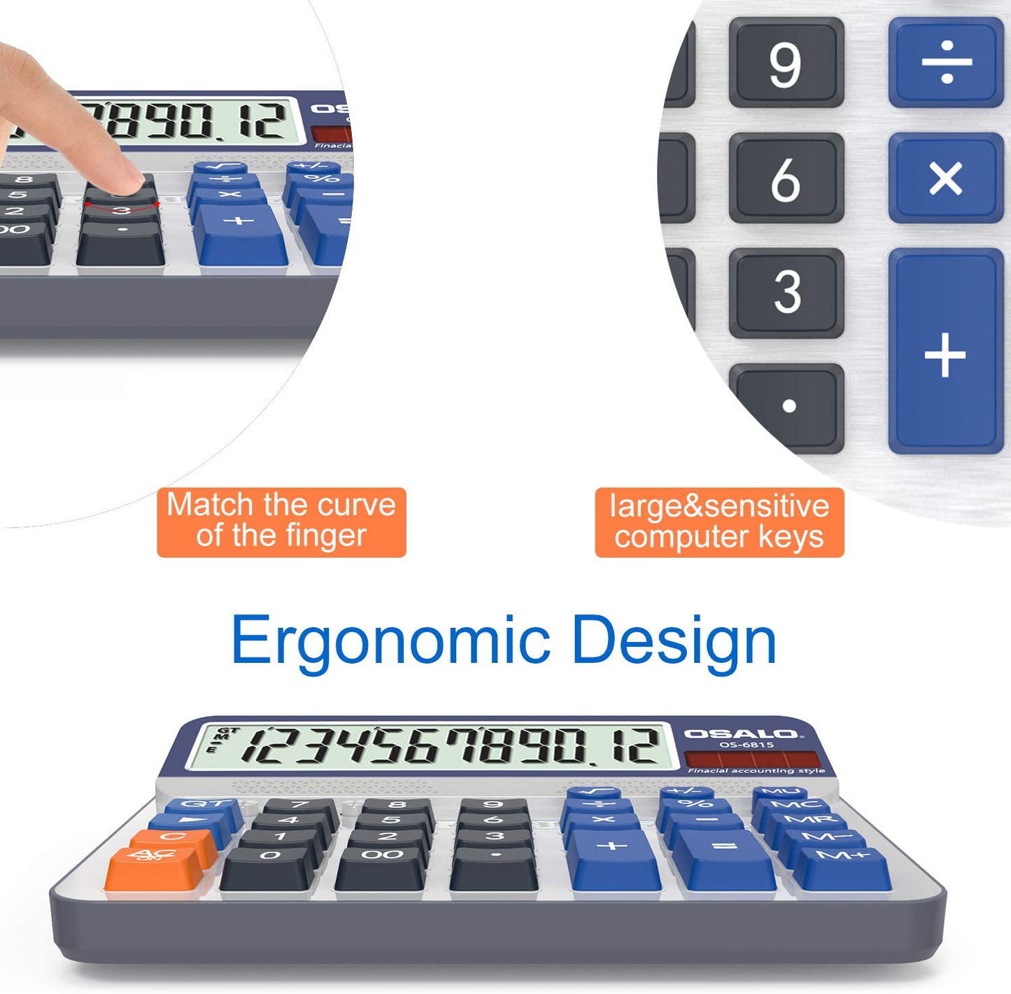 Pendancy Large LCD Display Button 12 Digits Desktop Calculator(OS-6815)