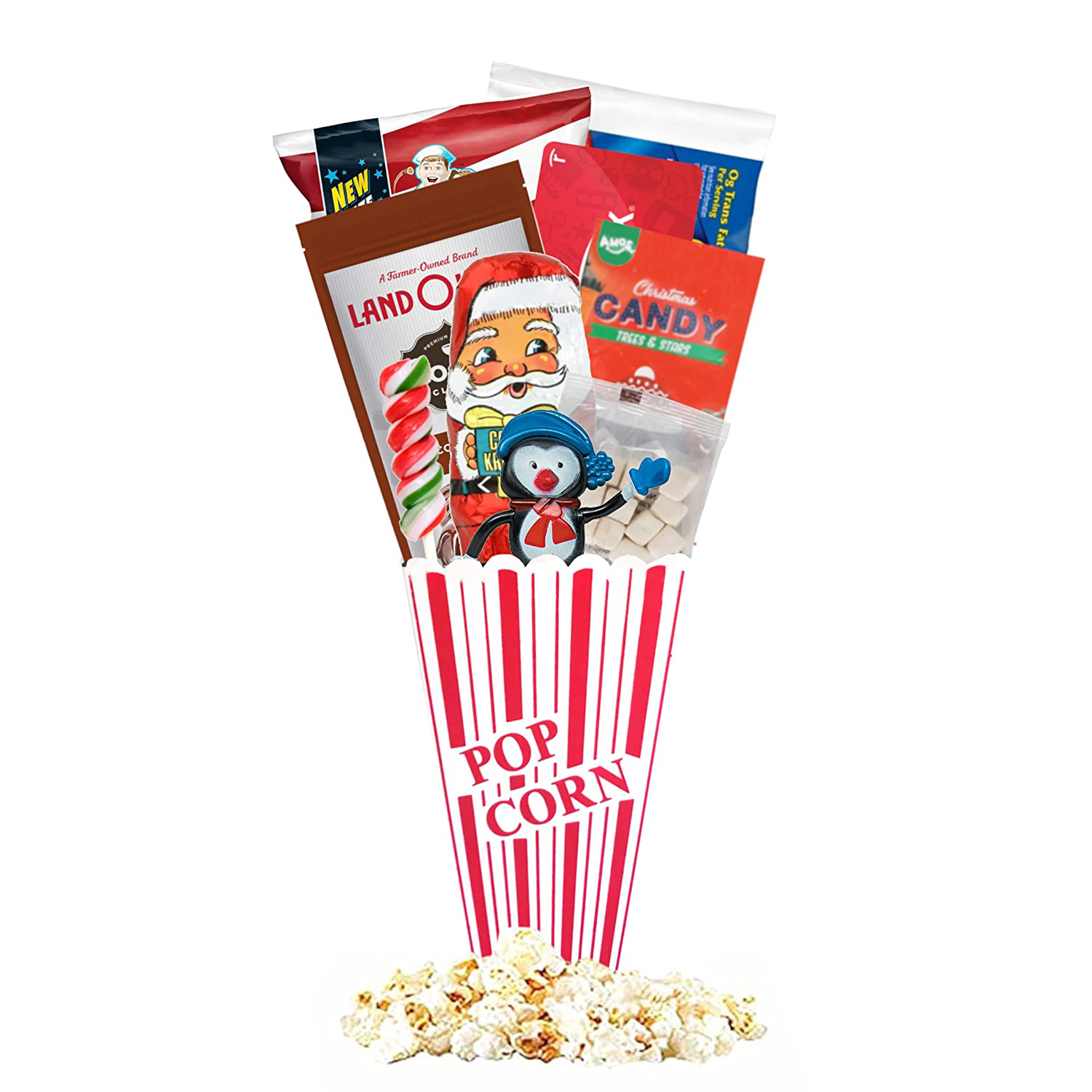 Christmas Redbox Movie Night Gift Baskets with Popcorn, Candy and Redbox Gift Card Movie Rental for College Students, Teens, Men, Kids, Date Night (Santa'S Reindeer)