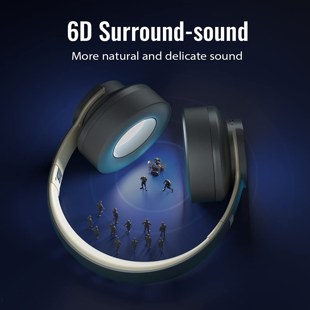 Bluetooth Headphone Over-Ear Headset Wireless 5.0 Audio 40H Playtime Foldable with Touch Control and Mic
