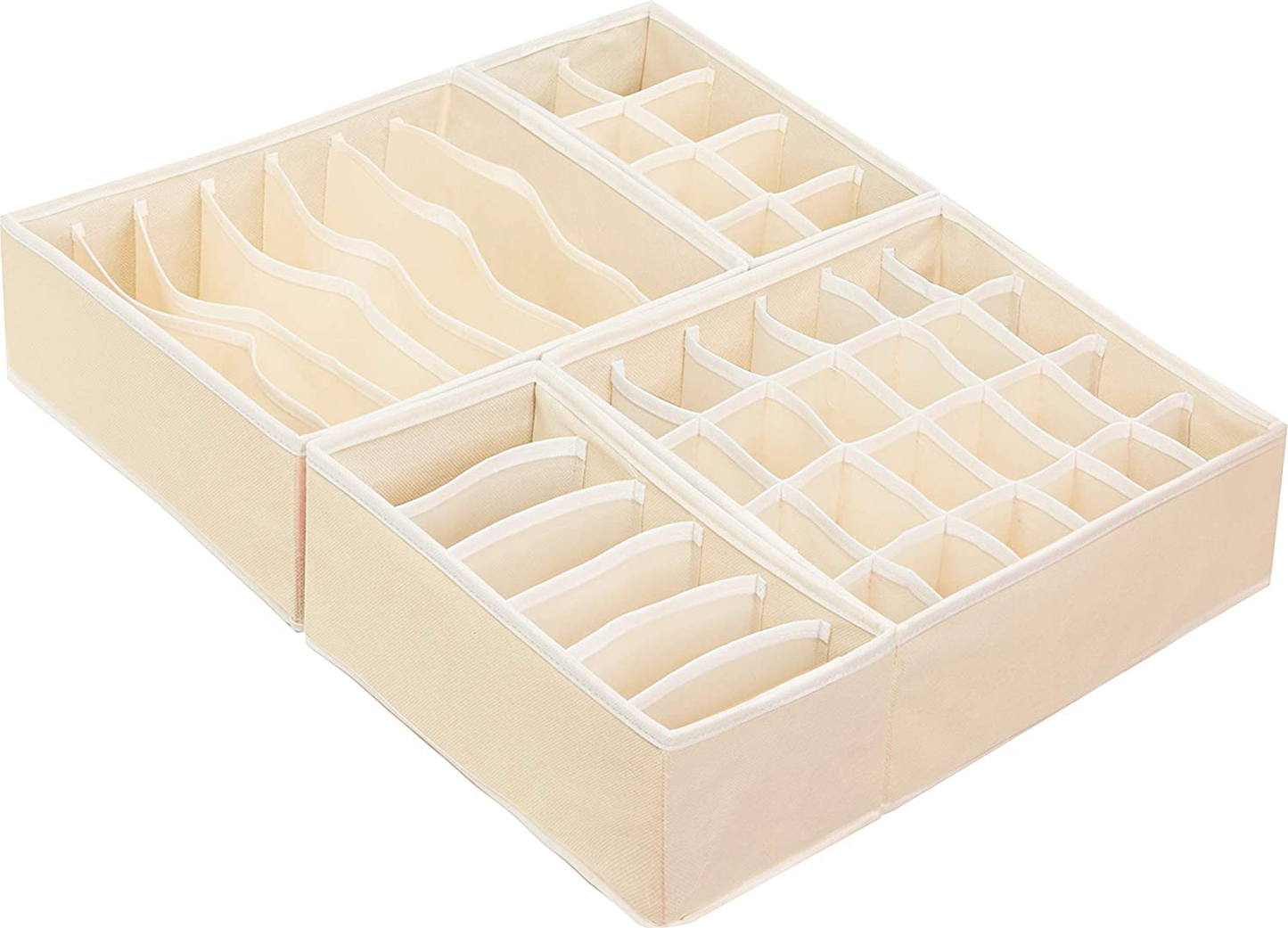 SimpleHouseware Closet Underwear Organizer Drawer Divider 4 Set, Beige