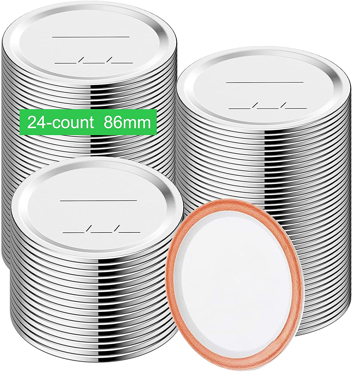 Wide Mouth Canning Lids, Enouvos 24-Count Canning Lids, Split-Type Lids for Mason Jar Wide Canning Lids Bulk,100% Fit and Airtight for Wide Mouth Jars (86mm Wide Mouth(24 Lids))