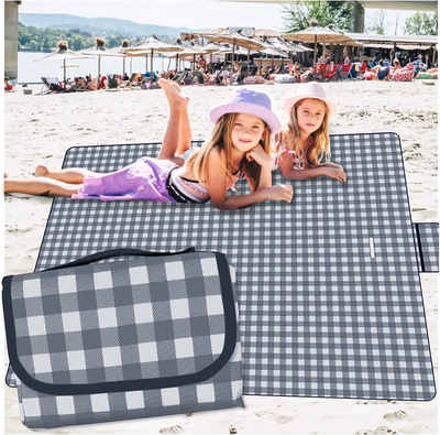 Jawflew Outdoor Picnic Blanket Beach Blanket Foldable Picnic Mat Waterproof Blanket Camping Tote Mat Sandproof Mat Great for Beach, Camping, Travelling, Hiking 57" X 78.7'' (Navy Blue)