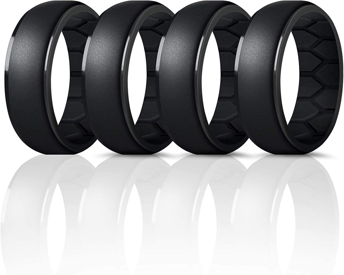 Silicone Wedding Ring for Men, Breathable Airflow Inner Curve, Mens' Rubber Wedding Engagement Bands for Crossfit Workout