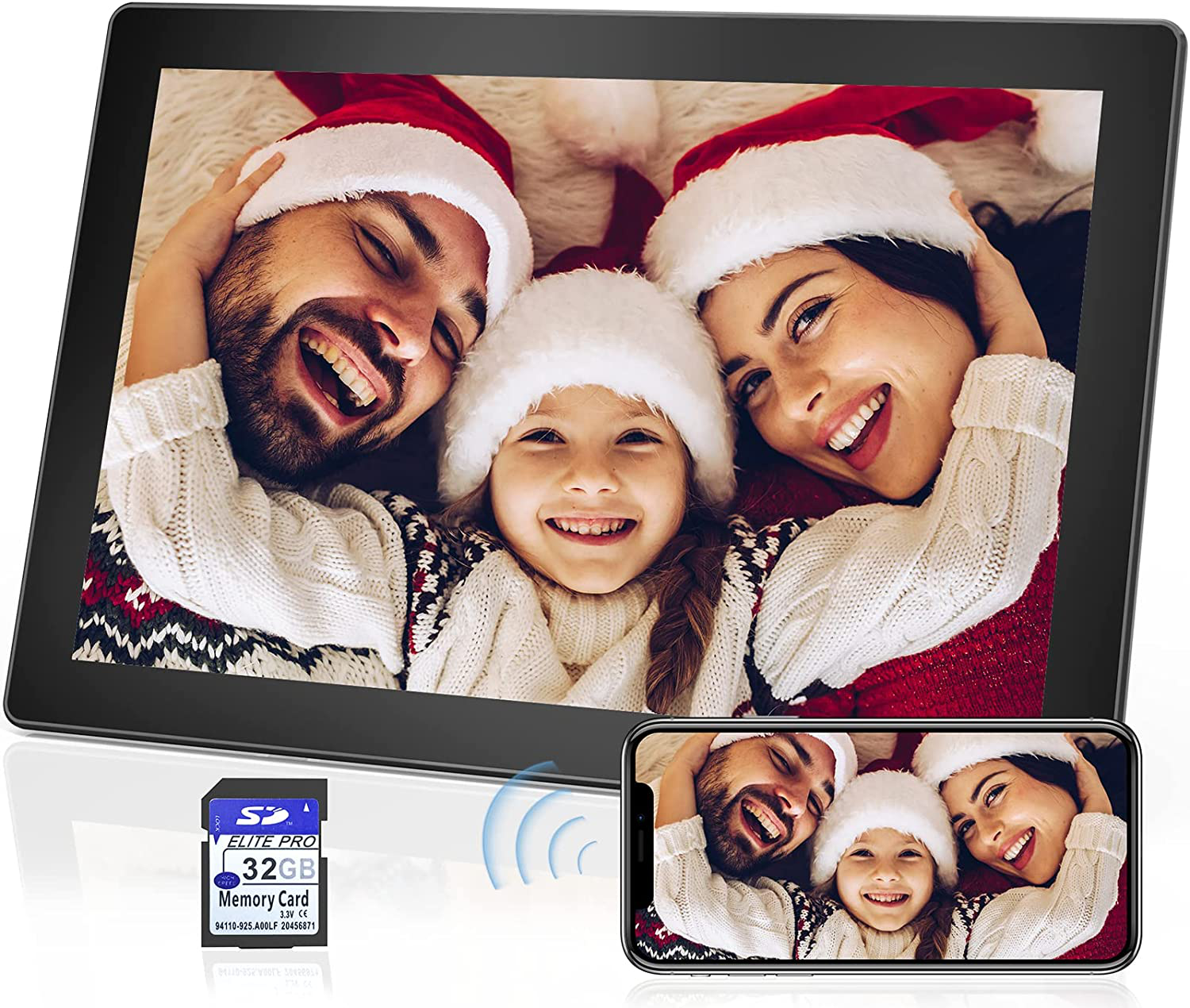 Digital Picture Frames 7 Inch IPS Screen Digital Photo Frame with Remote Control 16:9 Electronic Photo Albums 1080P Video Music 1280X800 Photo Slideshow Calendar 32GB SD Card