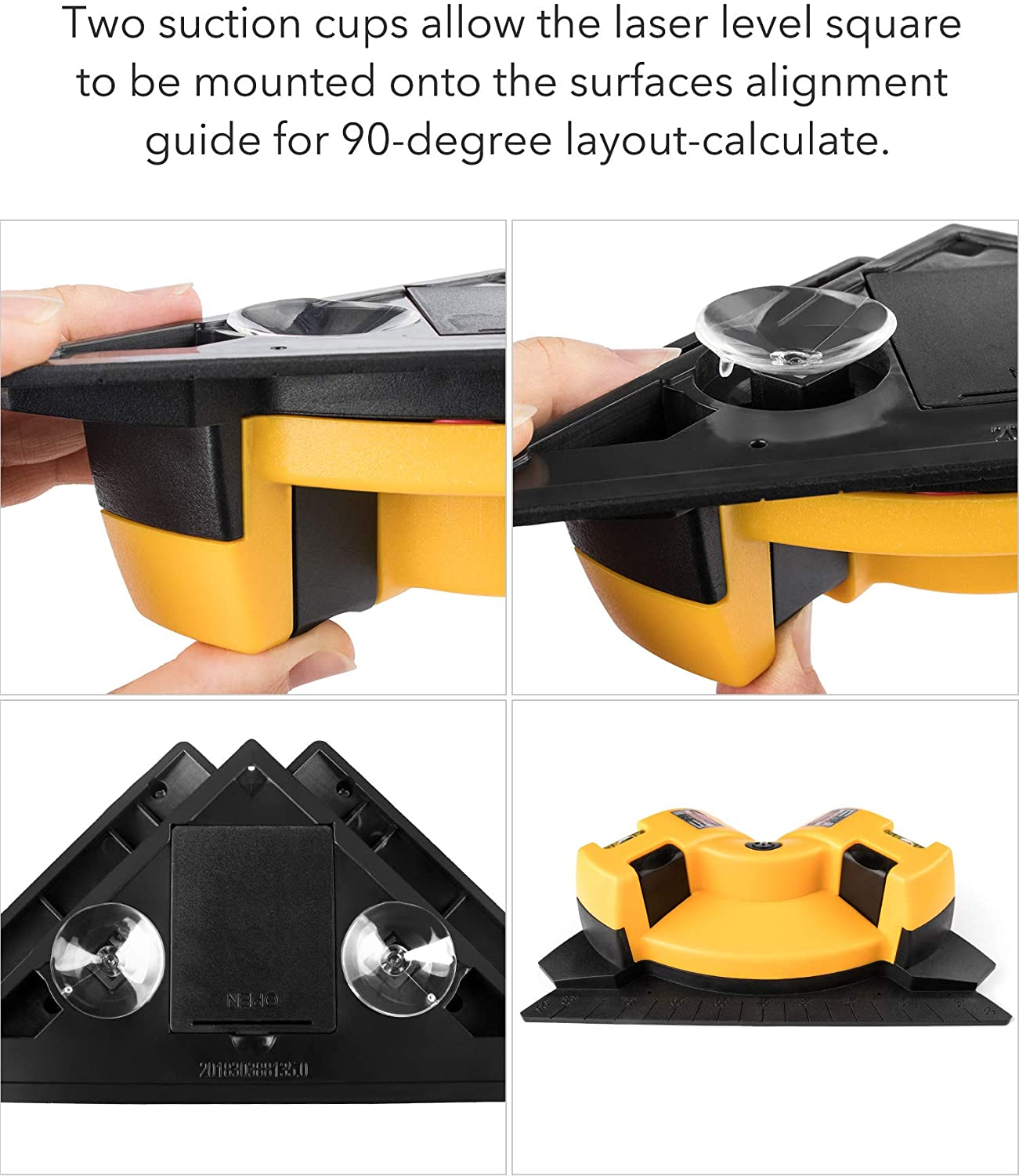 90 Degree Horizontal & Vertical Laser Level Line Projection Square Level Laser with Two Suction Cups