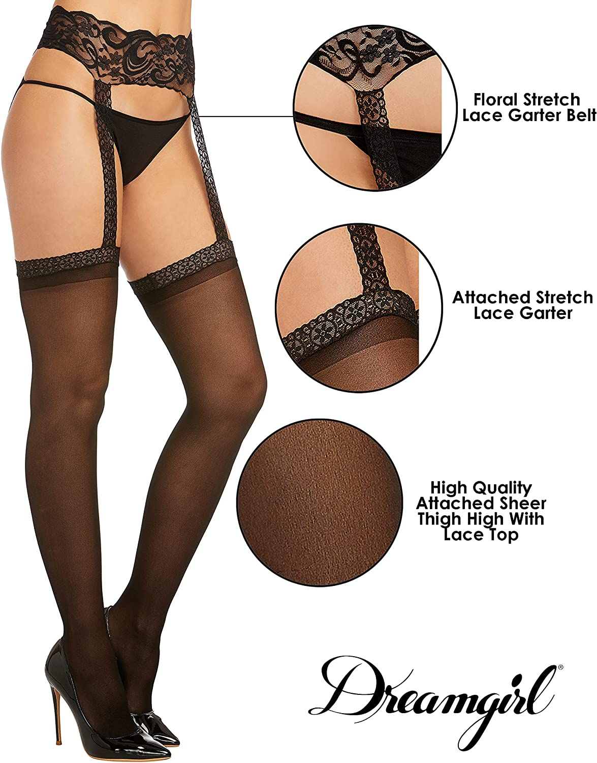 Women S Sheer Garter Belt and Stockings Set