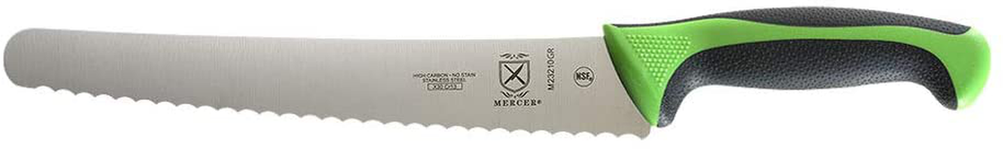 Mercer Culinary M23210GR Bread Knife, 10-Inch Wavy Edge Wide, Green