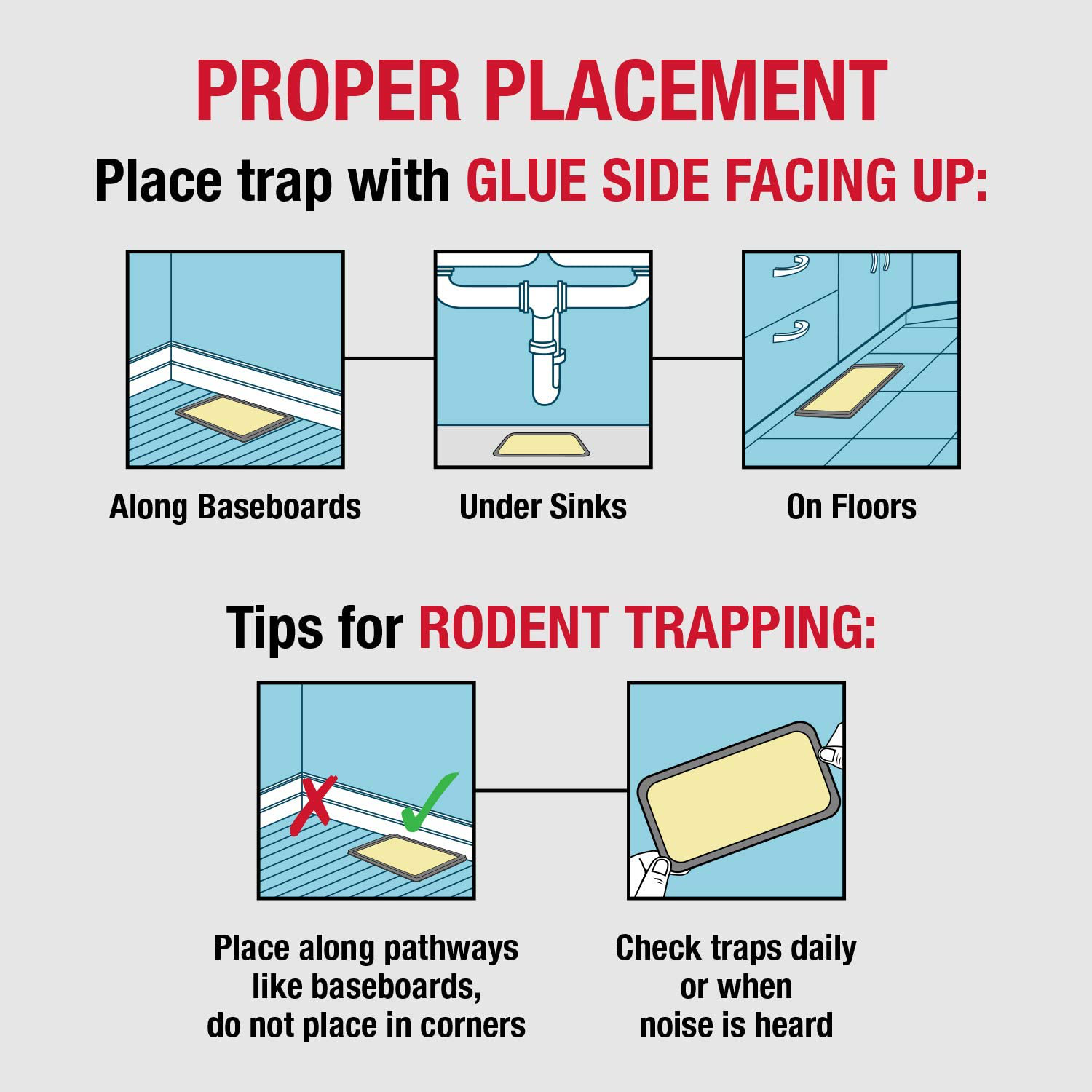 Catchmaster Baited Rat, Mouse and Snake Glue Traps - 10 Glue Trays - Professional Strength