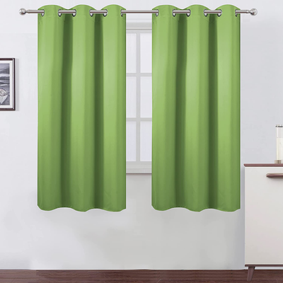 LEMOMO Light Green Bedroom Blackout Curtains for Living Room/42 x 63 Inch Long/Set of 2 Panels Thermal Insulated Fashion Boys Room Curtains