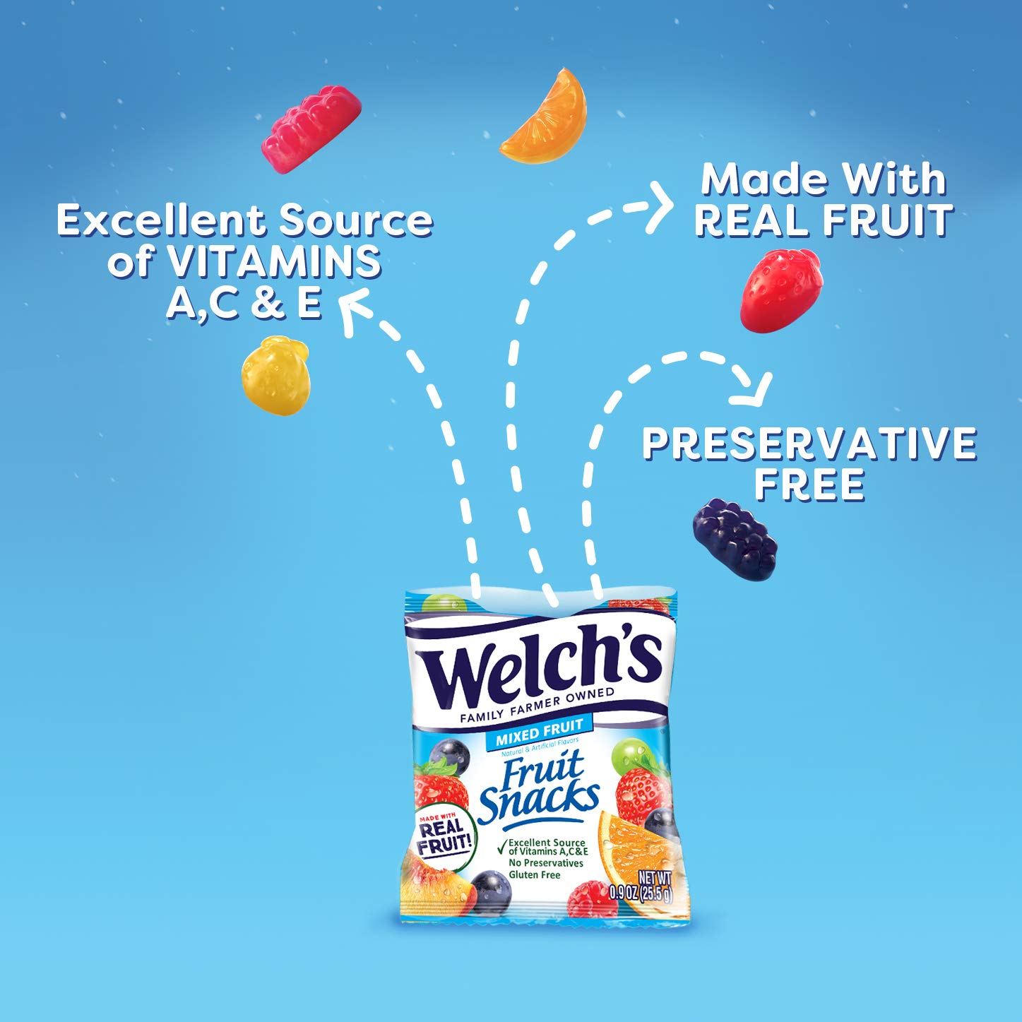 Welch'S Fruit Snacks, Mixed Fruit, Gluten Free, Bulk Pack, 0.9 Oz Individual Single Serve Bags 40 Count (Pack of 1)