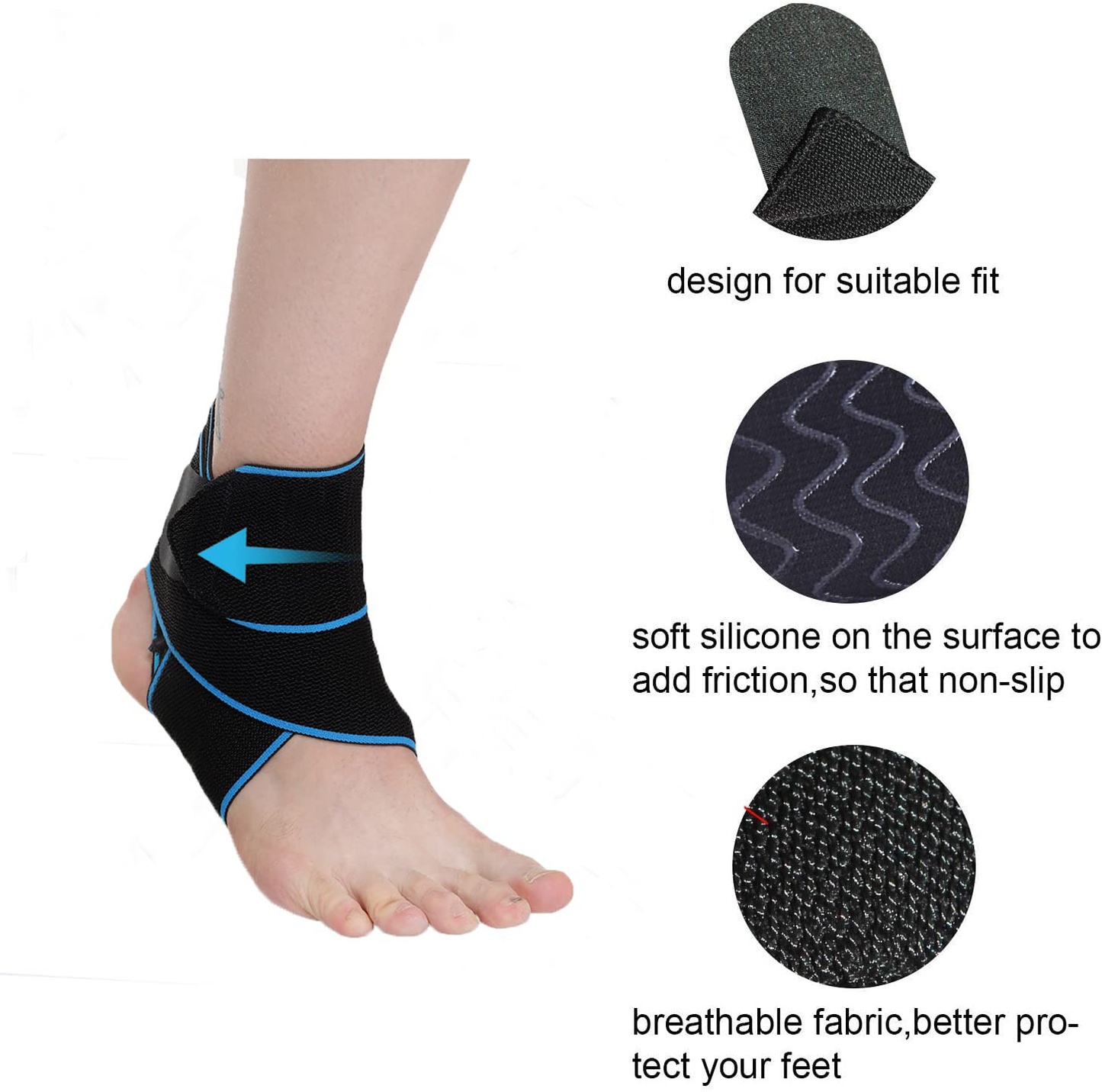 Ankle Support Brace, Adjustable Compression Ankle Brace for Injury Recovery, Achilles Support and Strong Ankle Brace Sports Protection