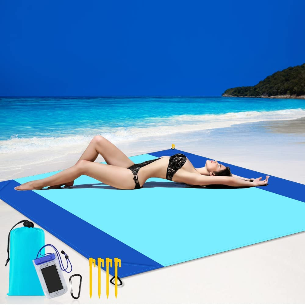 Vanleonet Beach Blanket Sandproof,Extra Large Size 83"X78"Sand Free Outdoor Picnic Blankets Waterproof Lightweight Sandproof Mat for 4-7 Adults Travel Party Sports Camping Hiking