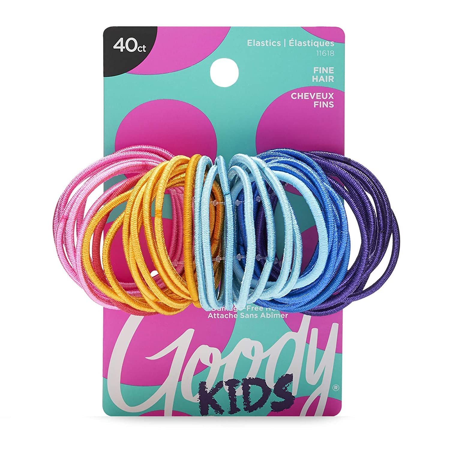 Goody Ouchless Elastic Hair Ties - 60 Count, Assorted in Brights and Pastels - Perfect for Fine, Curly Hair and Sensitive Scalps - Pain Free Hair Accessories for Men, Women, Girls and Boys
