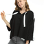 Women’s Casual Cropped Hoodie, 3/4 Sleeve Loose Pullover Sweatshirt Crop Top