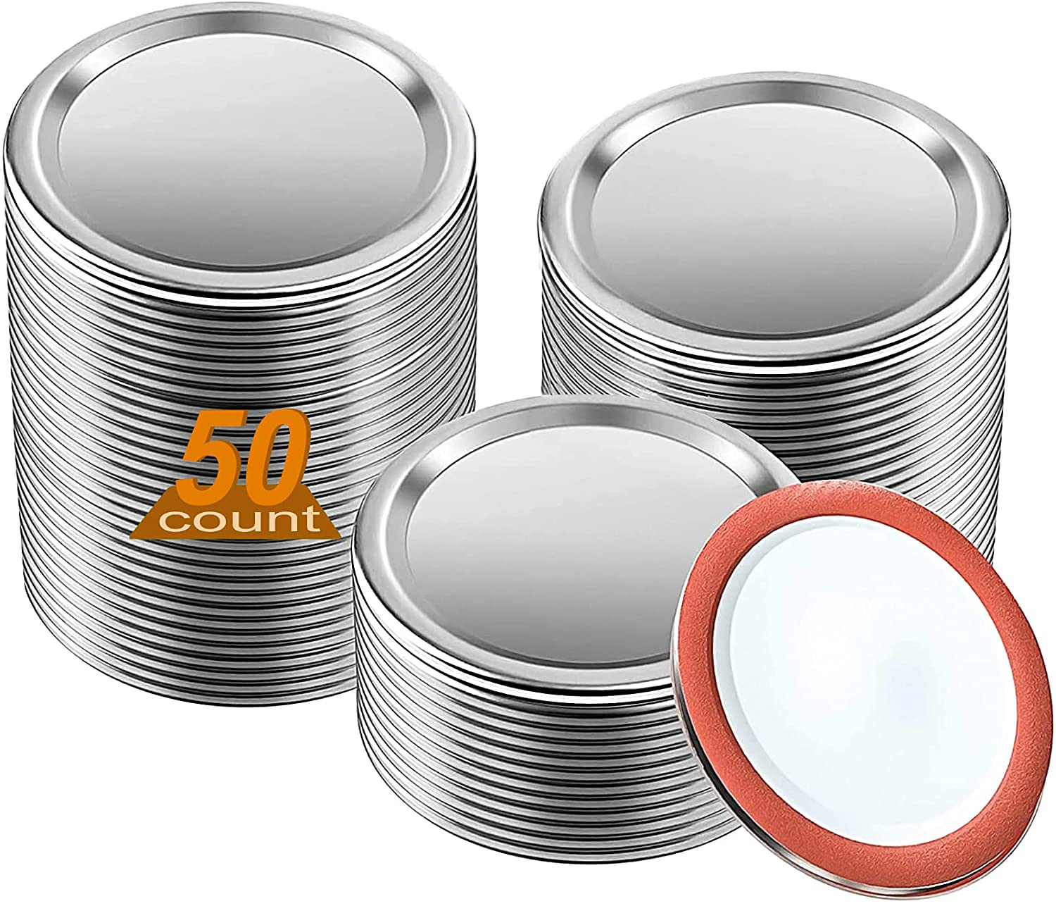 50-Count Canning Lids Regular Mouth for Mason Jars Ball, Kerr Jars 100% Fit & Airtight for Regular Mouth Jars Food Grade Material