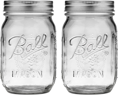 Ball 389579 Pint Regular Mouth Mason, Pack Of 2, Clear