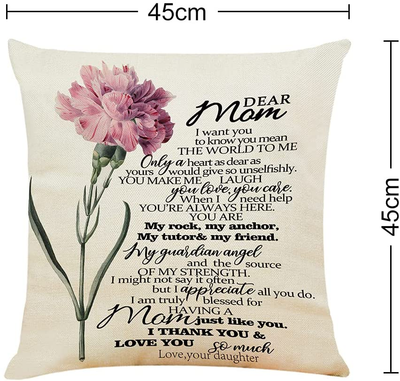 Onederful Mom Gift Throw Pillow Cover with the Saying for Mom from Daughter,Birthday Ideas for Mom Sofa Living Room - Carnation