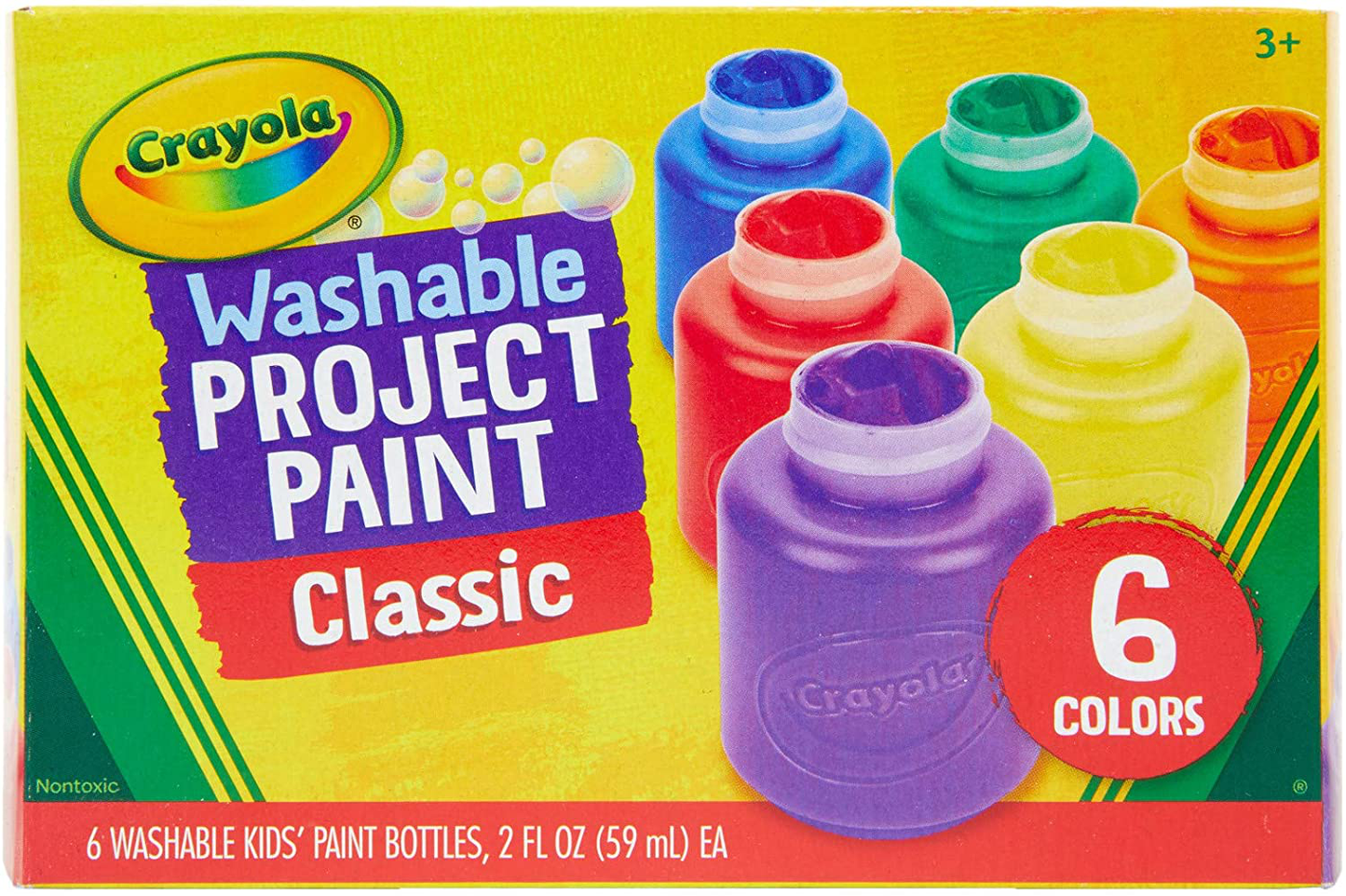 Crayola Washable Kids Paint, 6 Count, Kids At Home Activities, Painting Supplies, Gift, Assorted