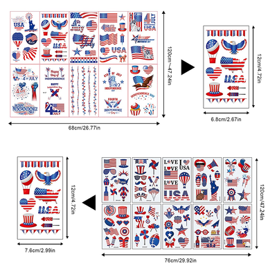 20 Sheets 4Th of July Temporary Tattoos Stickers Red White and Blue Patriotic Temporary Tattoo Stickers Independence Day Party Supplies Decoration Accessories