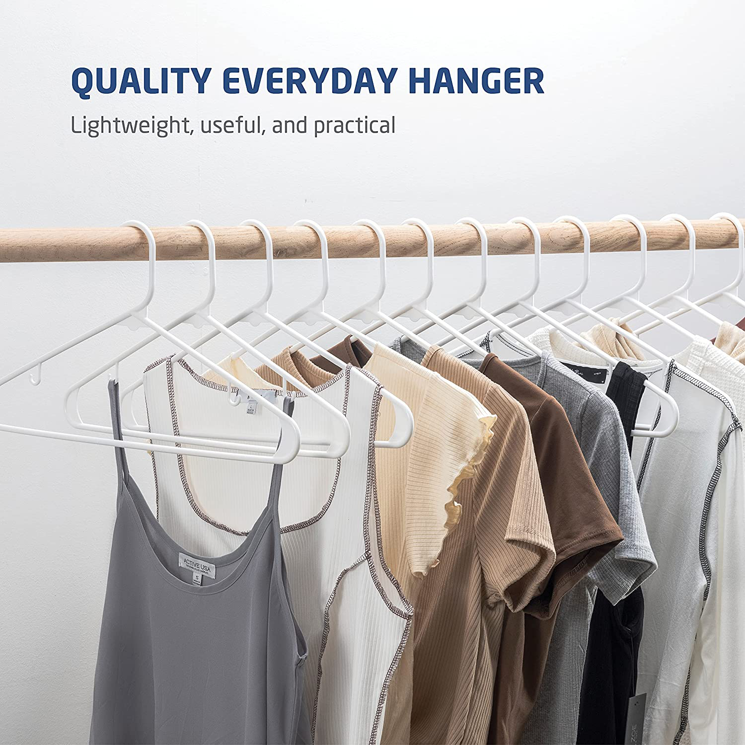 White Standard Plastic Hangers (50 Pack) Durable Tubular Shirt Hanger Ideal for Laundry & Everyday Use, Slim & Space Saving, Heavy Duty Clothes Hanger for Coats, Pants, Dress, Etc. Hangs up to 5.5 lbs