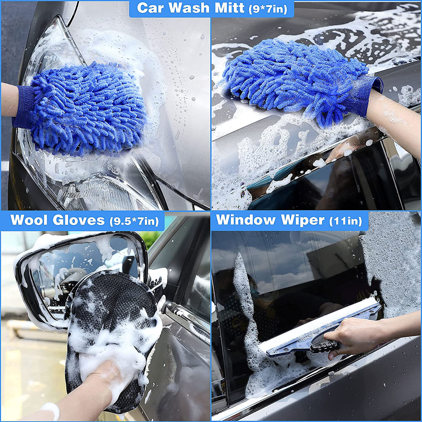 GIVIGO Car Wash Kit 16 Pcs Car Cleaning Kit with Softer Microfiber Cleaning Cloth Thicker Box Car Wash Mitt Duster Squeegee Tire Brush Car Detailing Kit Car Wash Cleaning Tools Set for All Surfaces