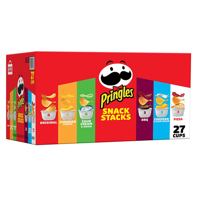 Pringles Potato Crisps Chips, Lunch Snacks, Office and Kids Snacks, Snack Stacks, Variety Pack, 19.5Oz Box (27 Cups)