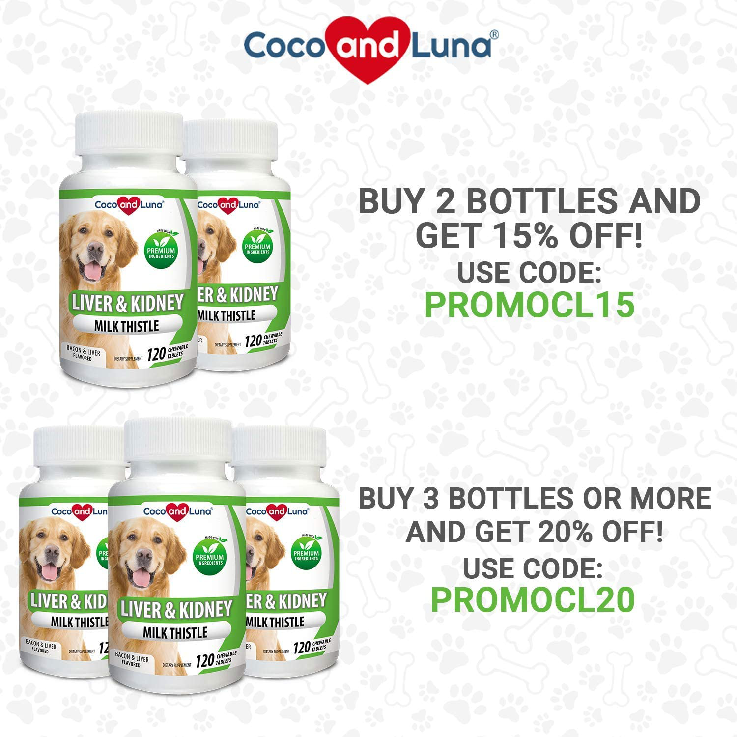 Coco and Luna Milk Thistle for Dogs, Liver Support for Dogs, Detox, Hepatic Support, Promotes Liver Healthy Function for Pets, VIT B1, B2, B6, B12