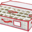 Plastic Underbed Christmas Ornament Storage Box Zippered Closure for 3-Inch Standard Christmas Ornaments