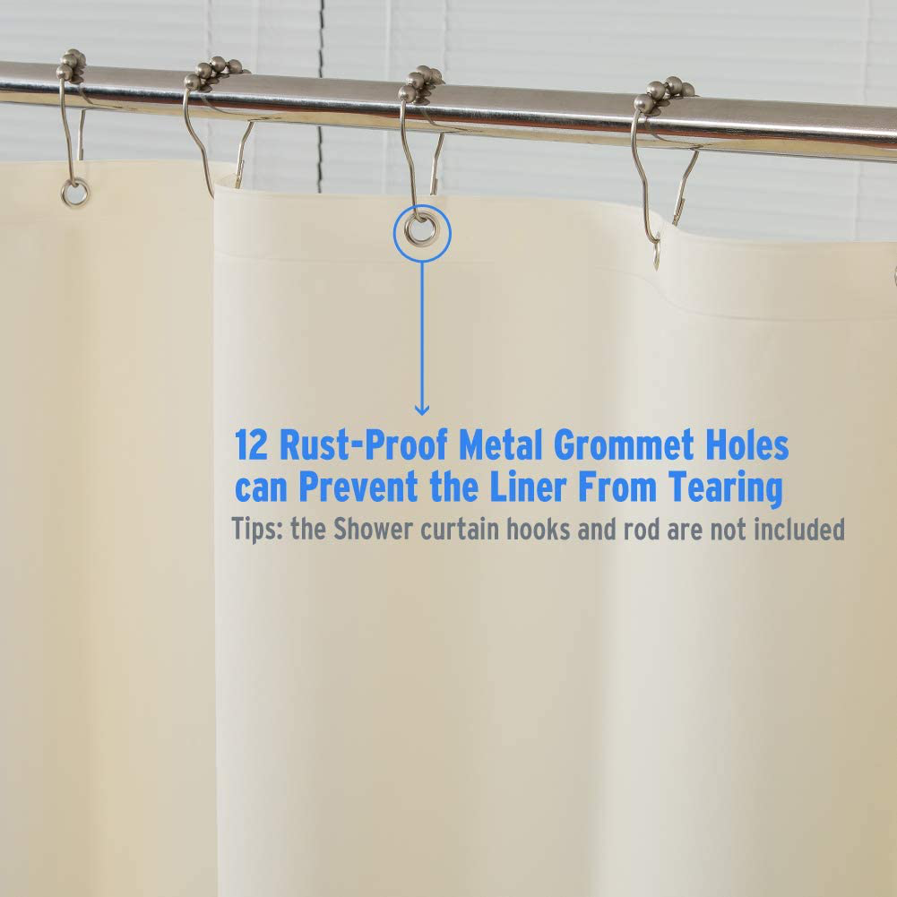 AmazerBath Plastic Shower Curtain Liner, Thick Bathroom Shower Curtains with Heavy Duty Clear Stones and Grommet Holes